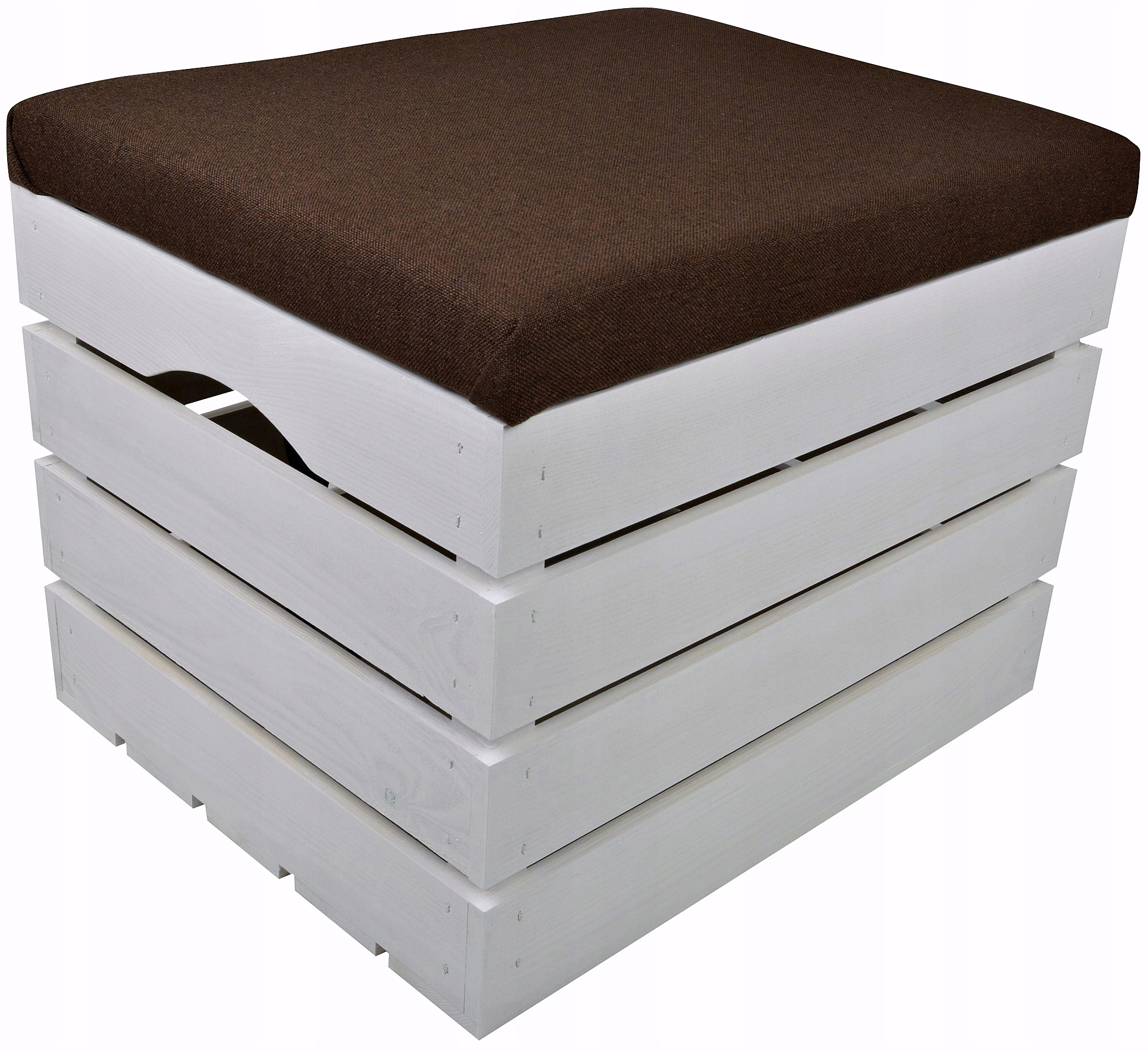 Dřevěná Truhla S Čalouněním Taburet Bílé Sedadlo