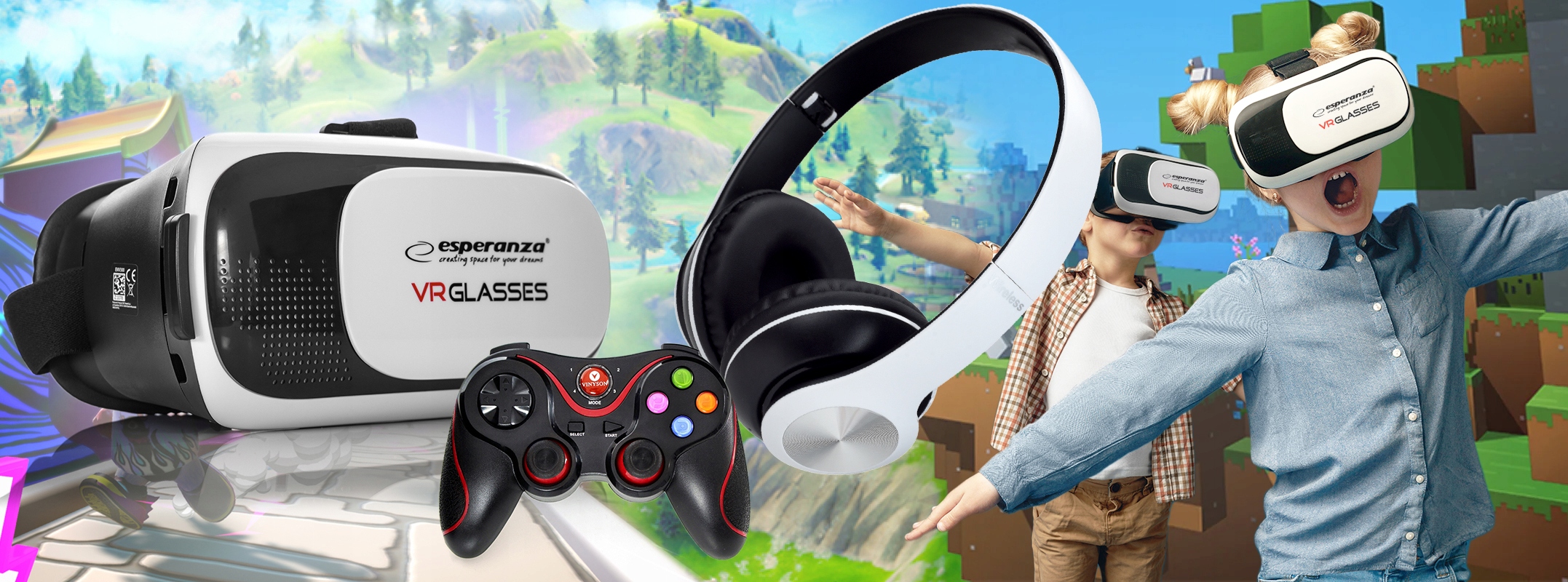 GOGLE OKULARY VR 3D DO TELEFONU SMARTFONA SŁUCHAWKI BLUETOOTH GAMEPAD PILOT Kod producenta VR3DWESP