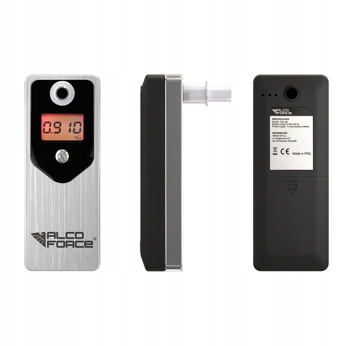 Alkomat AlcoForce Evo srebrny ustniki Model EVO