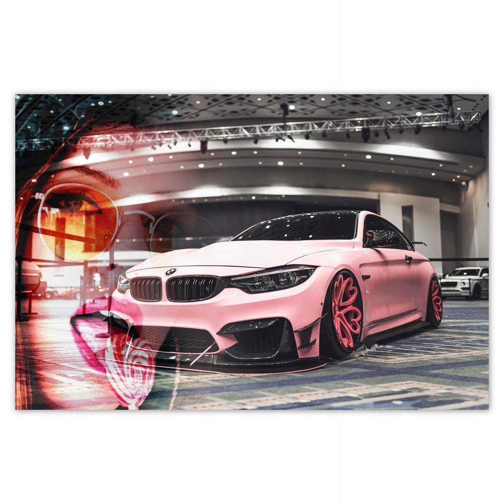 

Plakat 60x40 Różowe Bmw Samochód Laski