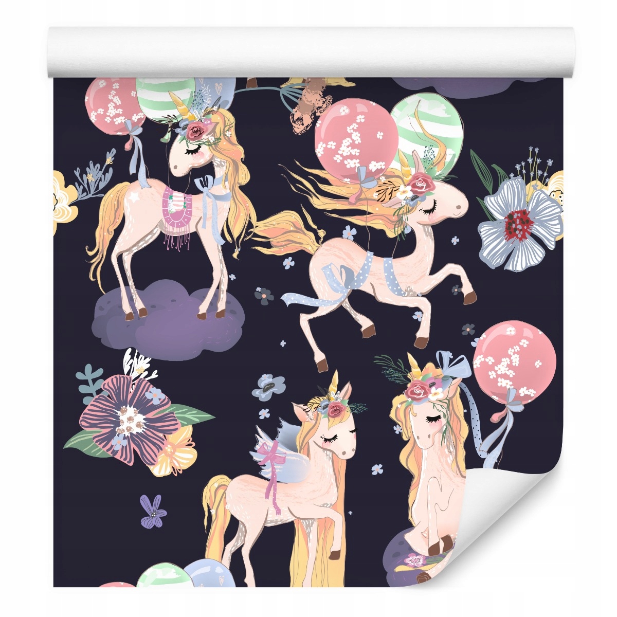 Dívčí tapeta jednorožci balónky květiny příroda