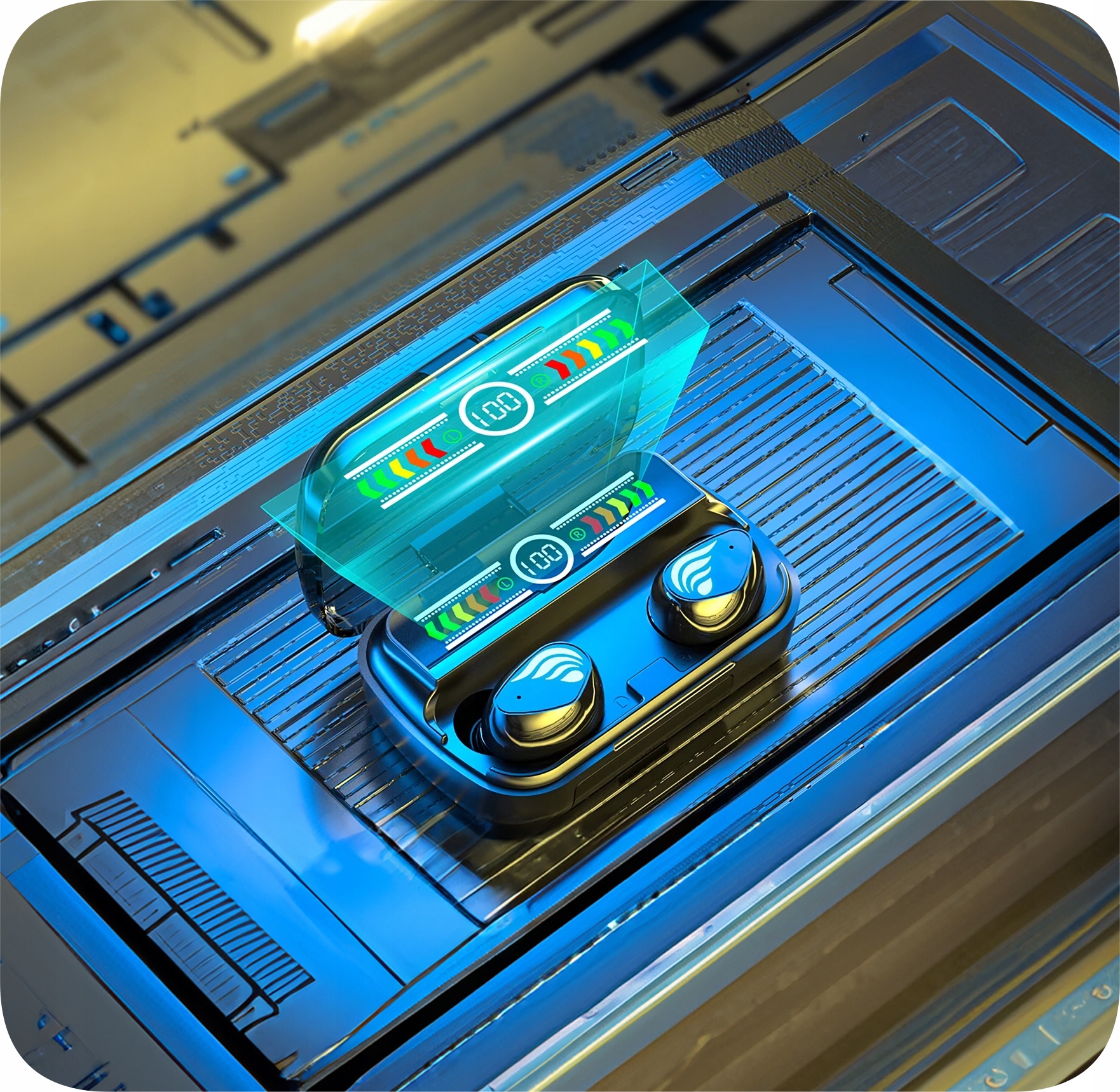 SŁUCHAWKI BEZPRZEWODOWE DOUSZNE BLUETOOTH 5.1 Z MIKROFONEM + POWERBANK Model SŁUCHAWKI BEZPRZEWODOWE DOUSZNE BLUETOOTH