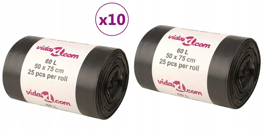 Černé pytle na odpadky, 250 ks, 60 L