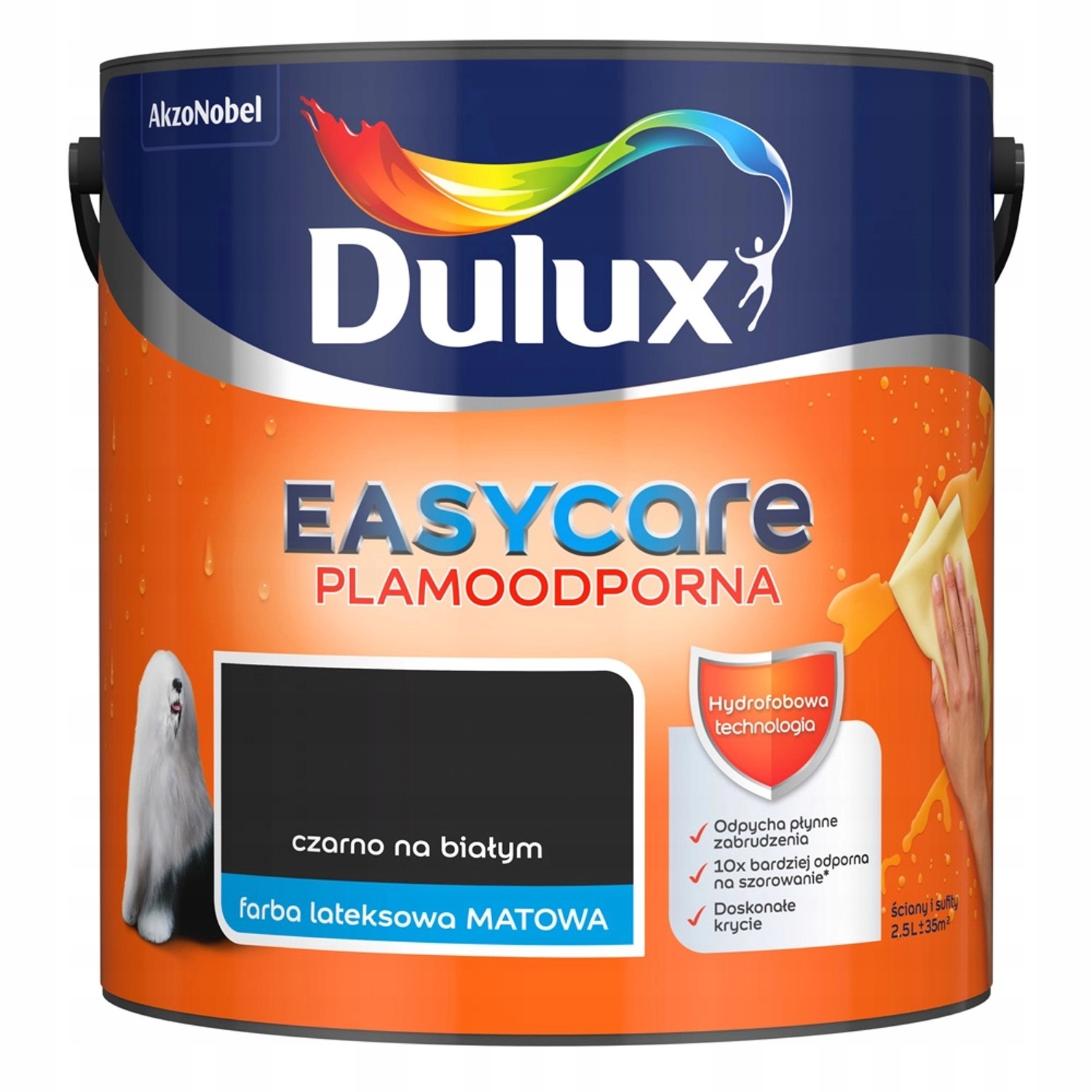 Dulux EasyCare barva Černá na bílém matu 2,5L