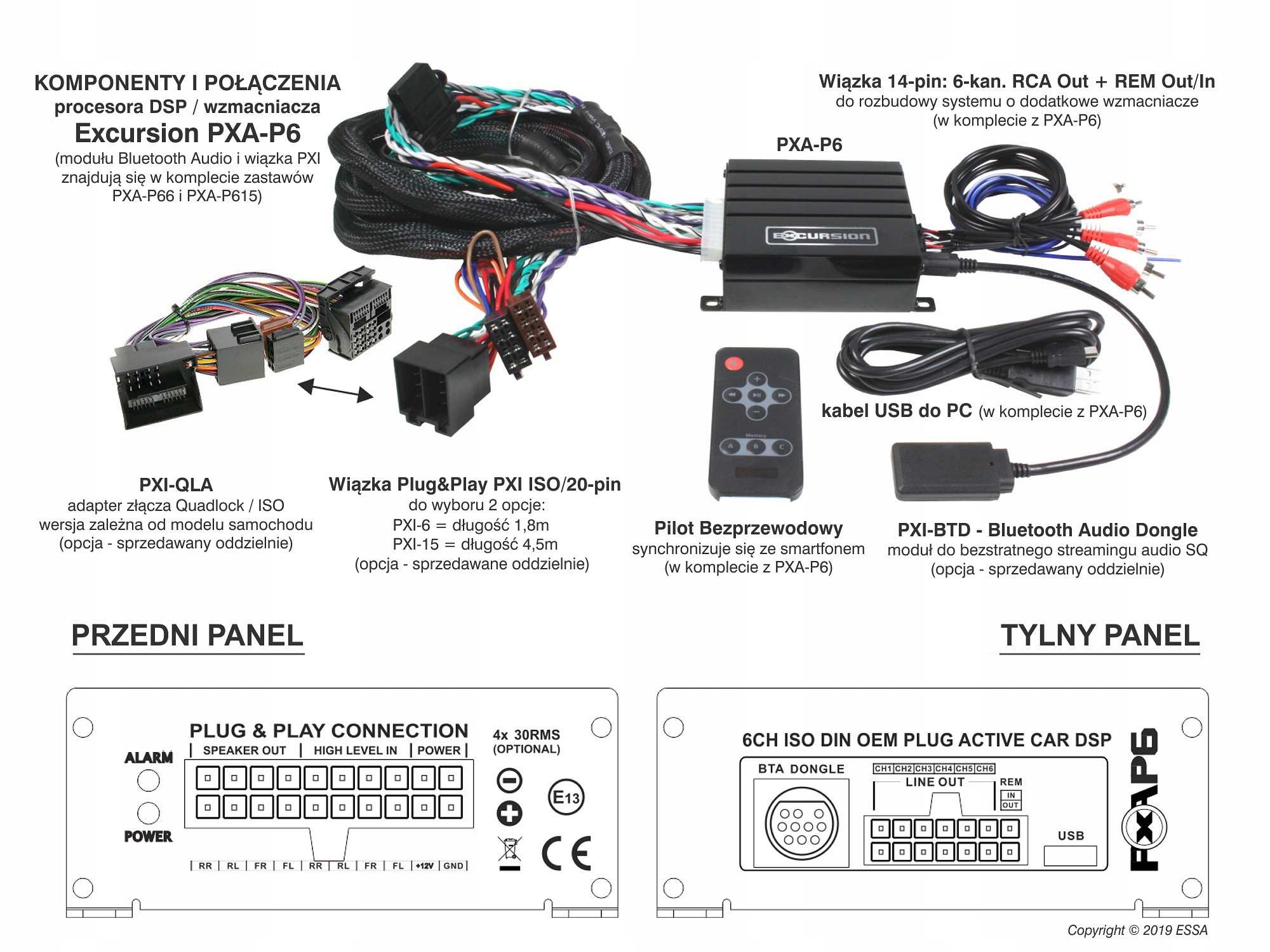 Procesor DSP Excursion 6 Kanałów Wzmacniacz BT Kod producenta PXA-P6