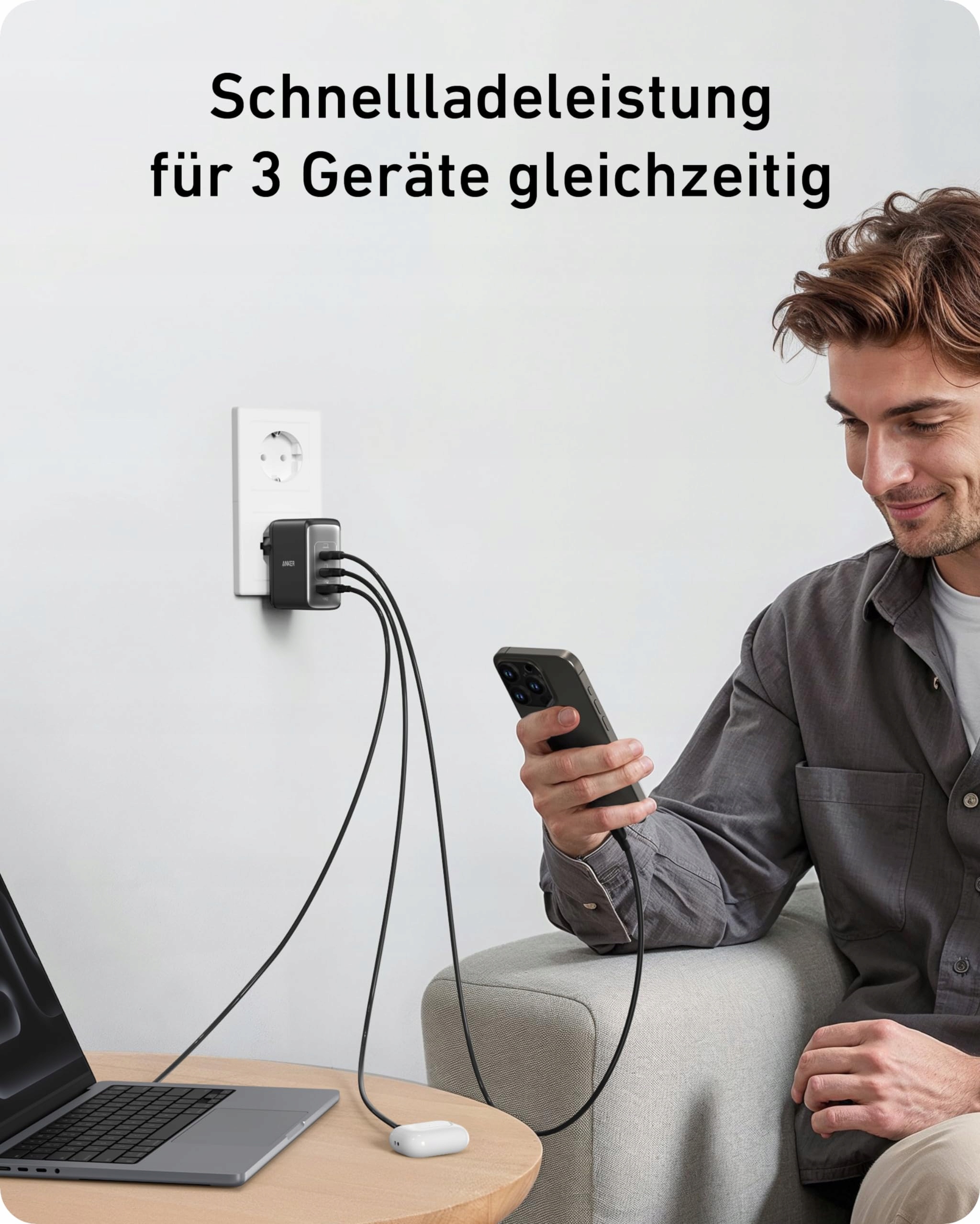 ANKER 100W USB C Ładowarka 3-Portowa Szybkie Ładowanie MacBook iPhone iPad — miniatura 6
