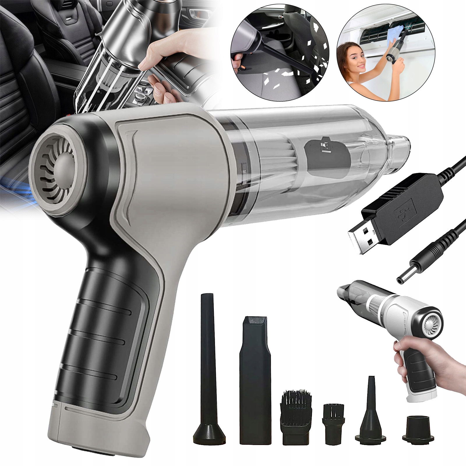 120 W MOCNY ODKURZACZ RĘCZNY I DMUCHAWA, BEZPRZEWODOWY, DO SAMOCHODOWY