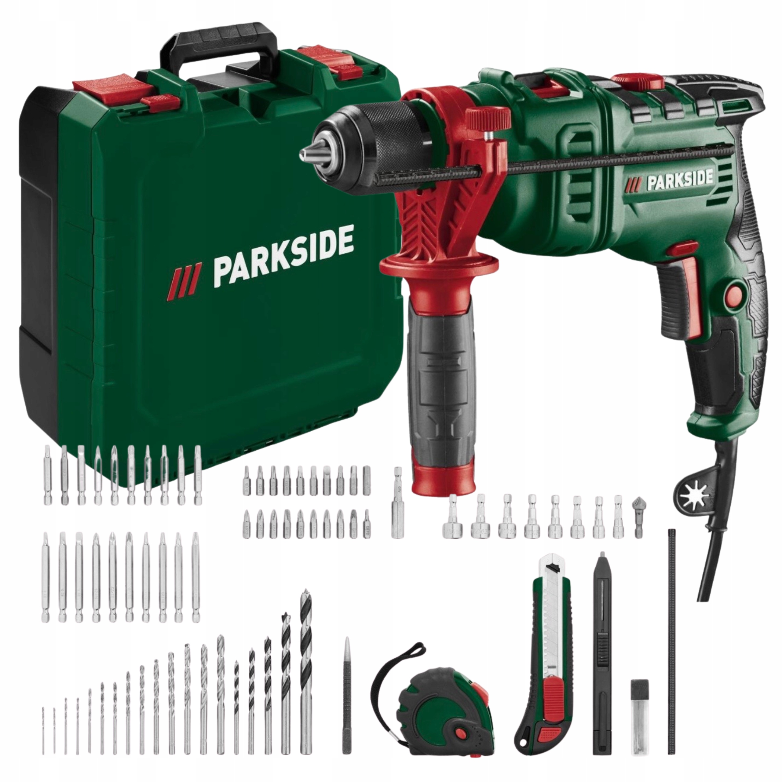 Parkside wiertarka udarowa Psbm 750 C3 w walizce z zestawem 74 akcesoriów
