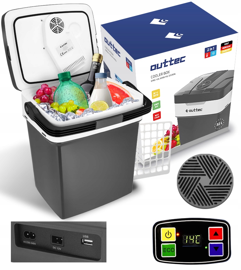 LODÓWKA TURYSTYCZNA SAMOCHODOWA ELEKTRYCZNA 12V 230V 32L OUTTEC