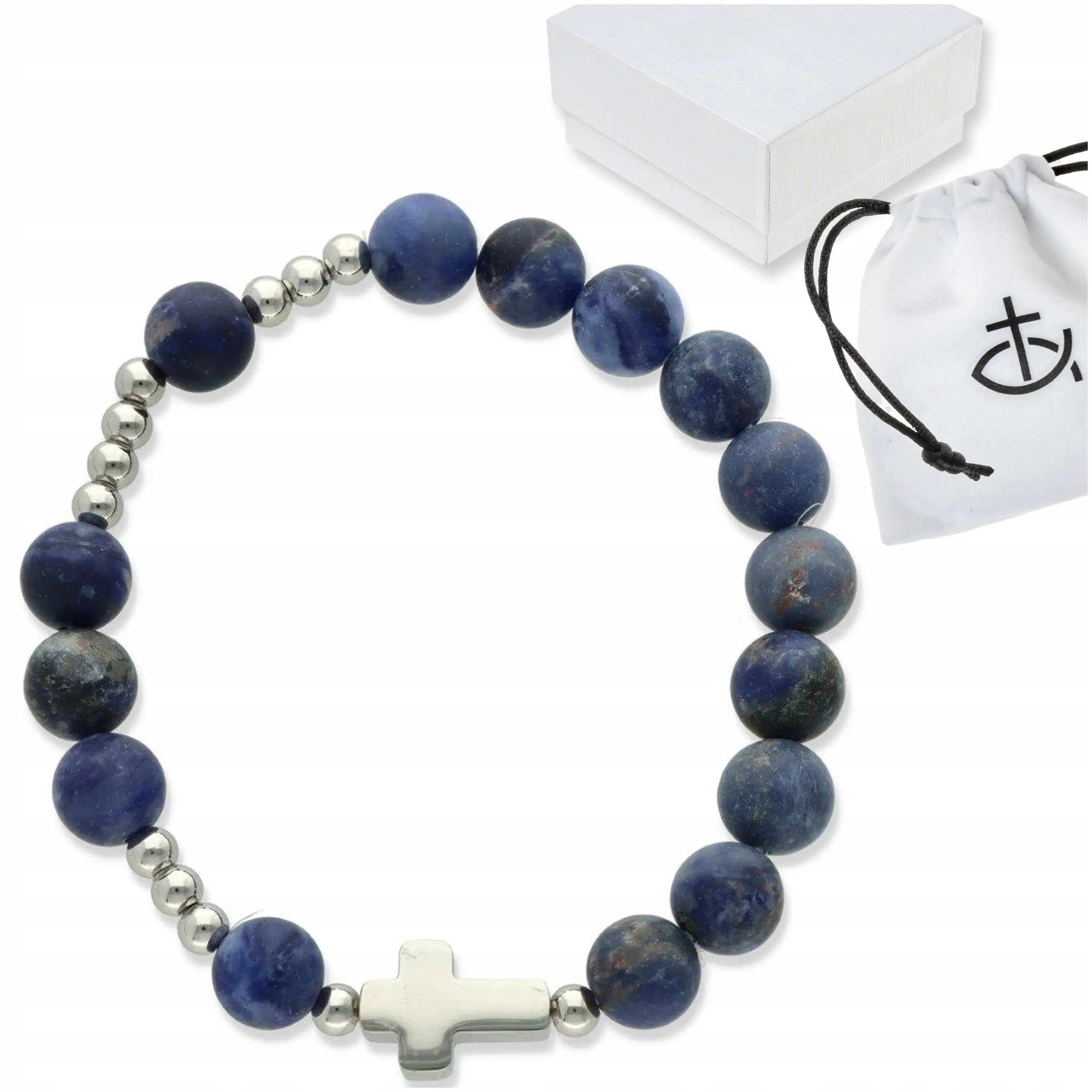 Růženec na ruku pánský náramek přírodní kameny sodalit matovaný