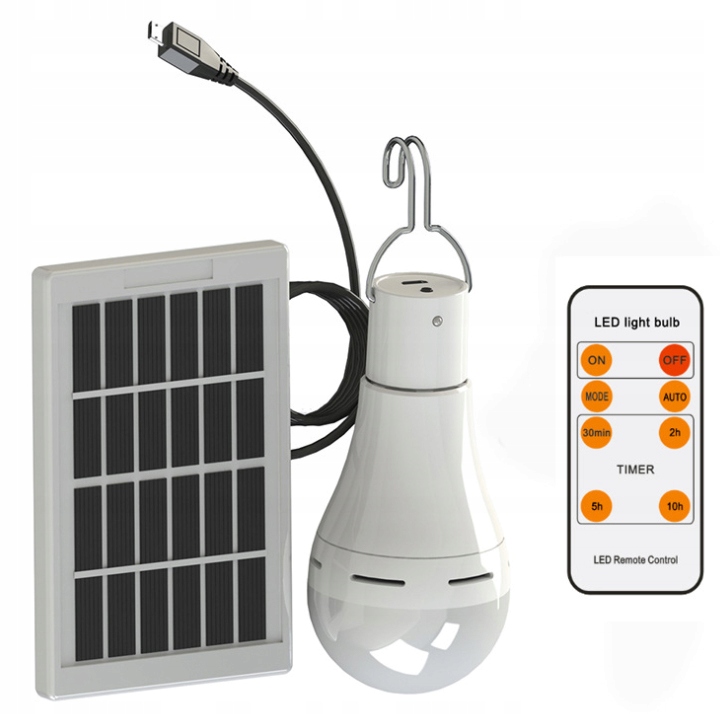 

Żarówka Led Z Panelem Solarnym 350 lumenów 9W