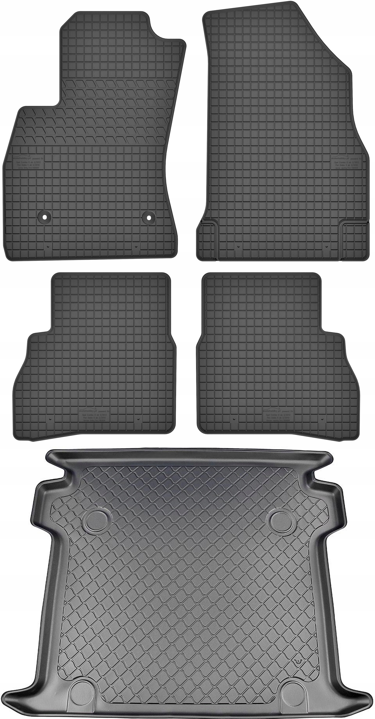 Fiat Doblo II Kombi Maxi Kombi od roku 2010-2020 Sada Koberce batožinový priestor