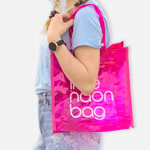 

Stylowa Torebka Shopperka Przeźroczysta Różowa