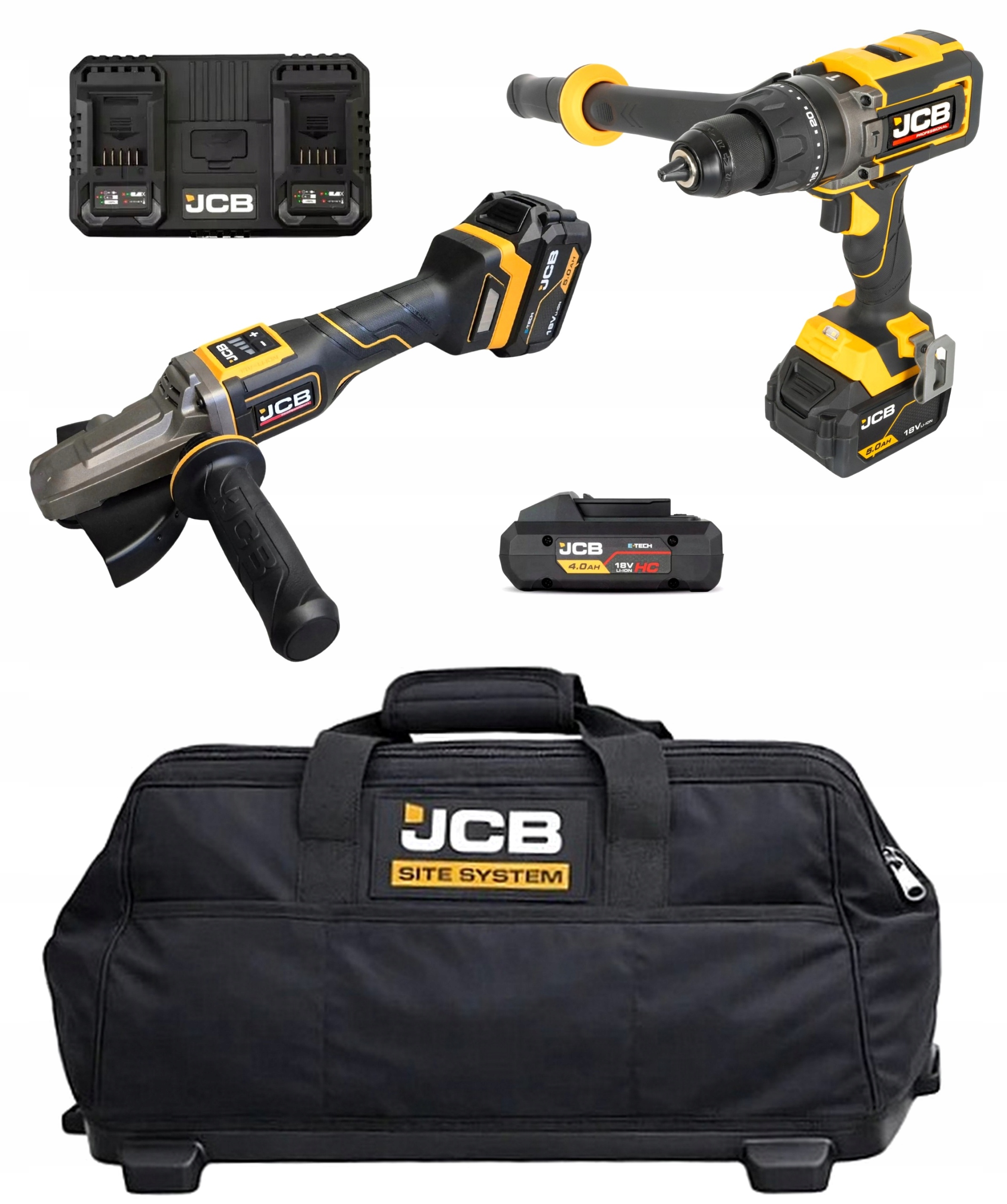 JCB-18FPAG-PCD160 Wkrętarka 160Nm Szlifierka 125mm Trzeci Akumulator