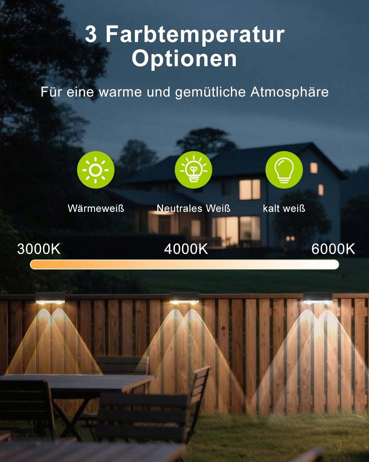 Solarna Lampa Ścienna Wodoodporna Na Zewnątrz 3 Tryby 4 Sztuki MUSUNIA — miniatura 3