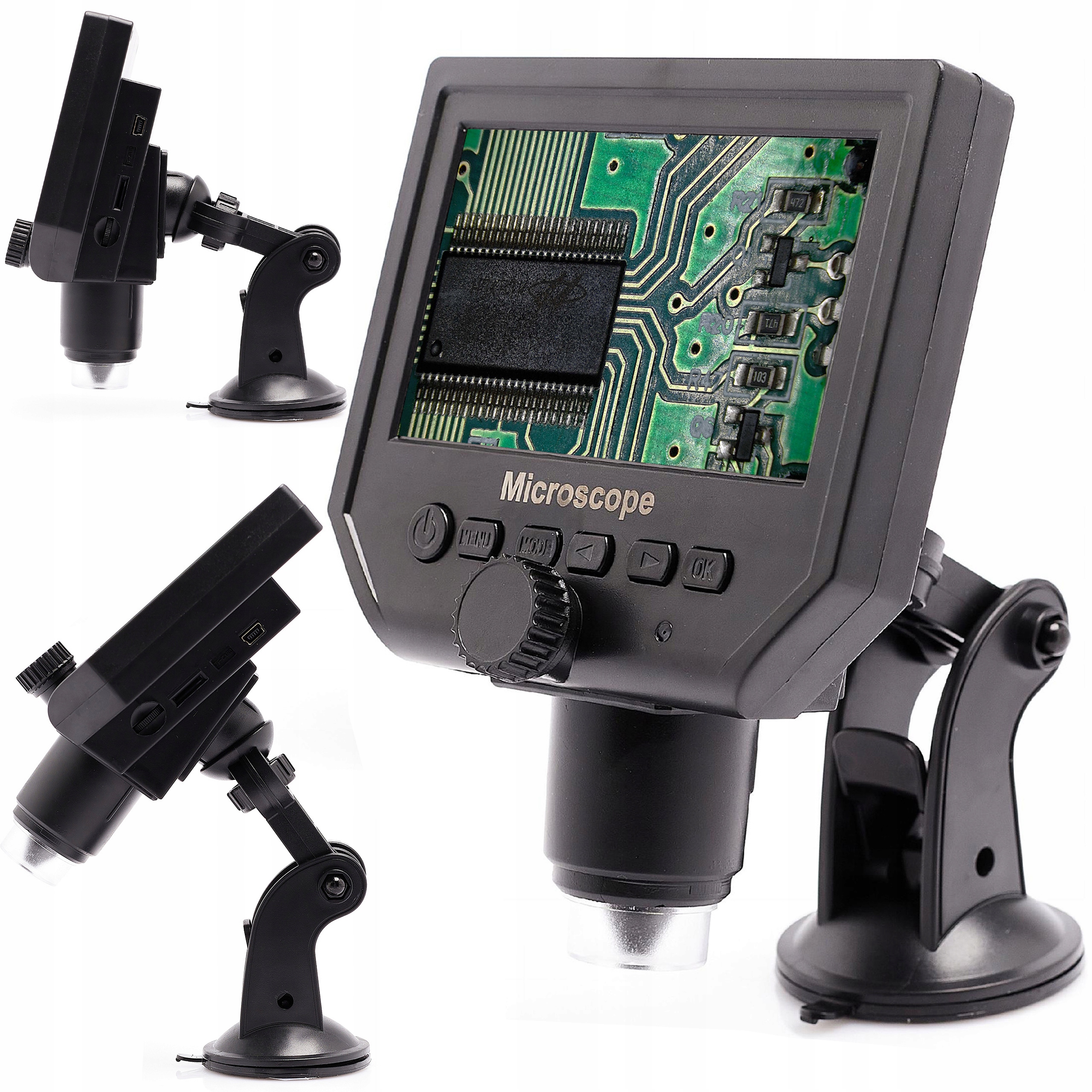 Digitální Mikroskop 600X Hd 1080P 3.6MP 8 X Led LCD Pro Pájení Pro Klenotníka