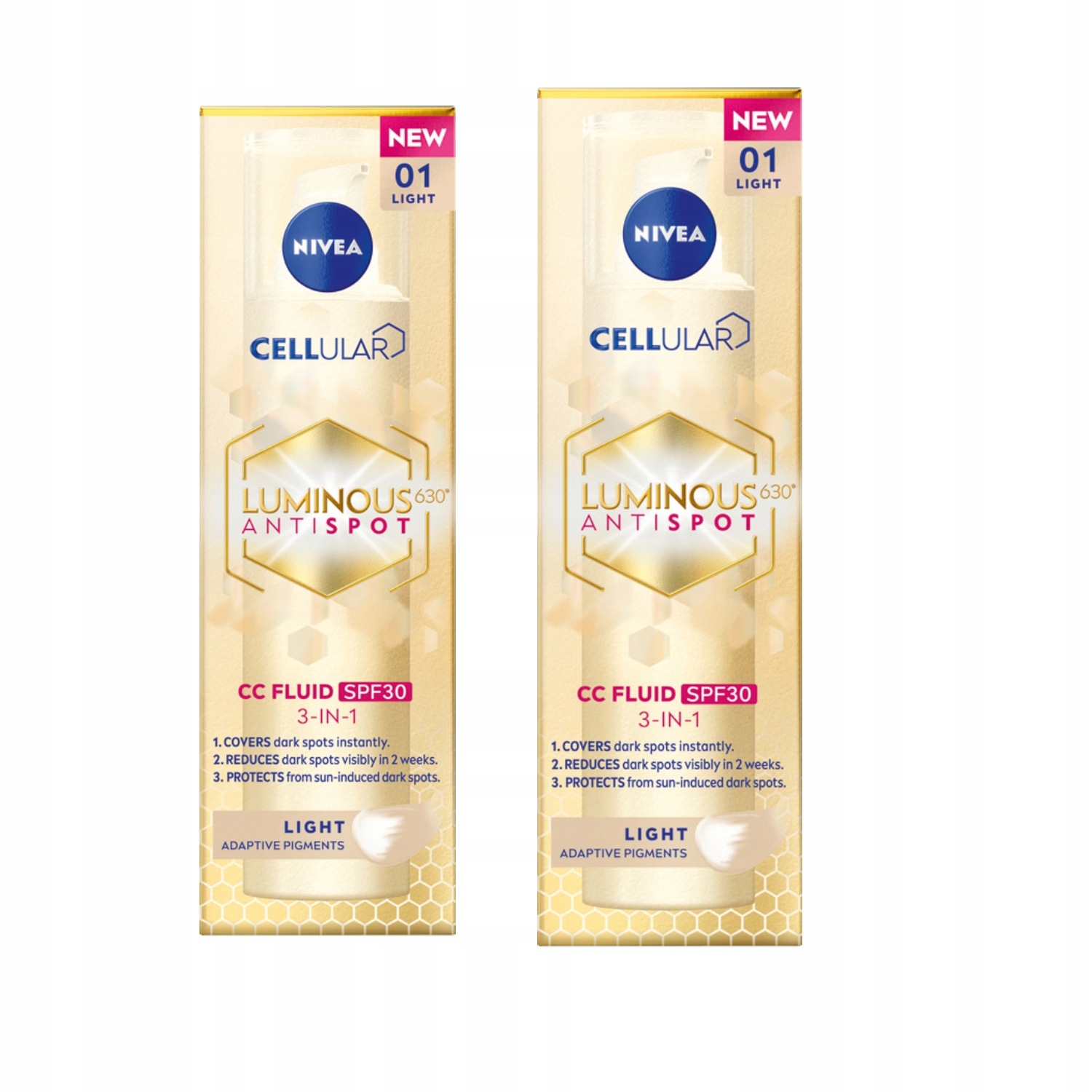 Nivea Luminous Anti-spot Krem CC SPF30 na przebarwienia odcień 01 40ml x2