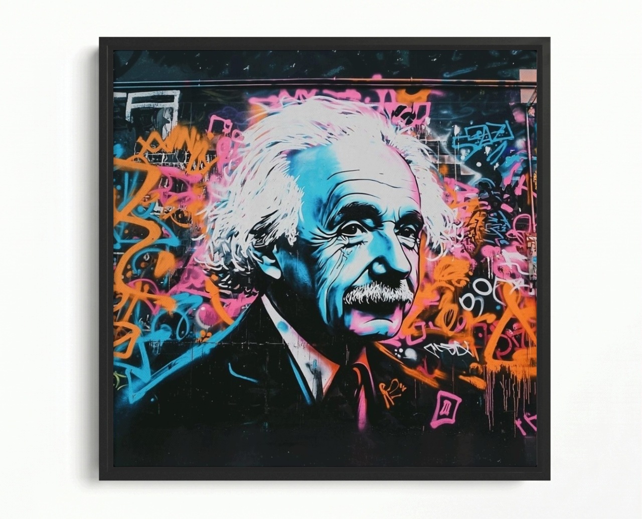 Obraz Rám American Box Stena Graffiti Portrét Albert Einstein 60x60