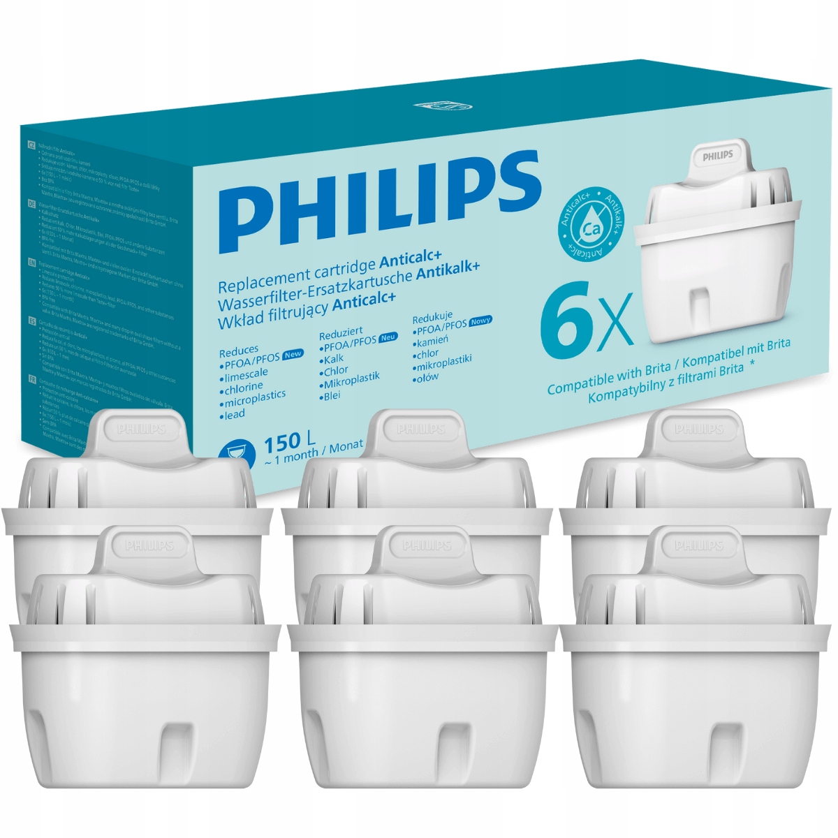 Wkłady zmiękczające do dzbanka z filtrem Philips AWP230P6/31 zestaw 6 sztuk