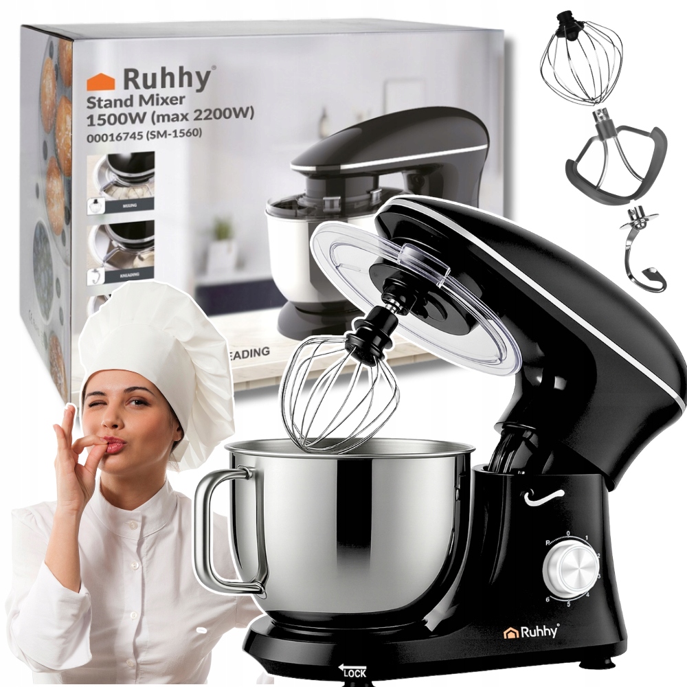 Planetární kuchyňský Robot Mixér multifunkční 6,2 l mísa Set Bonus