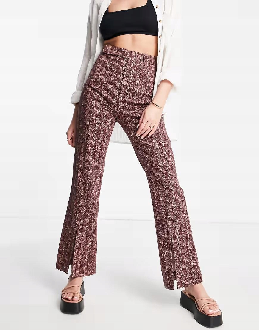 Hnědé Zvonové Kalhoty Se Vzorem Finders Keepers Xs