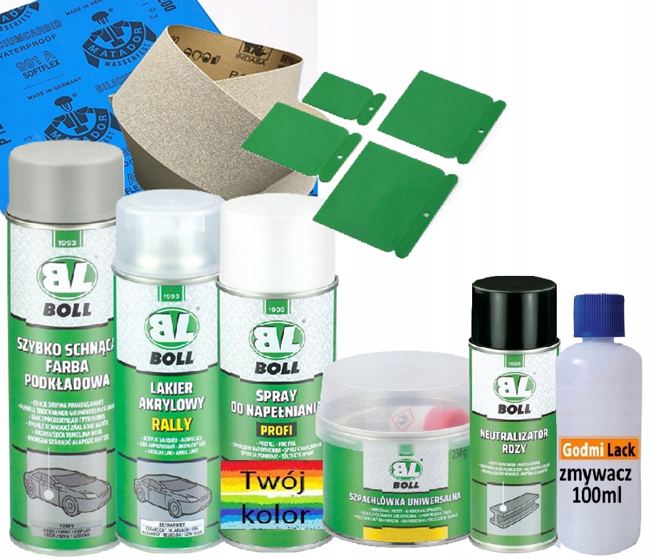 Zestaw naprawczy z kolorem szpachlą uni i neutralizatorem rdzy 150 ml Boll