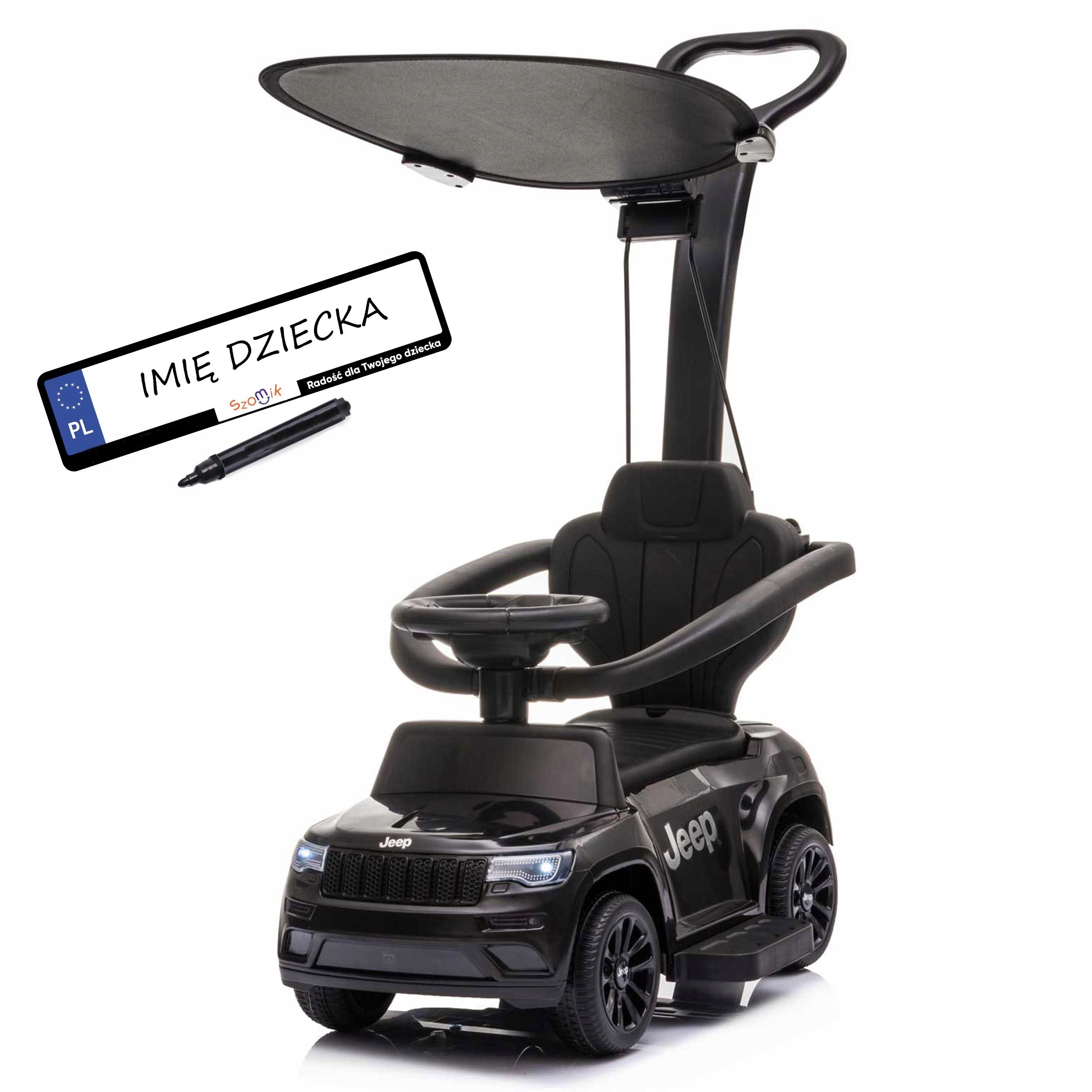 Jeździk Jeep Grand Cherokee dla dzieci – odpychacz pchacz rączka oparcie
