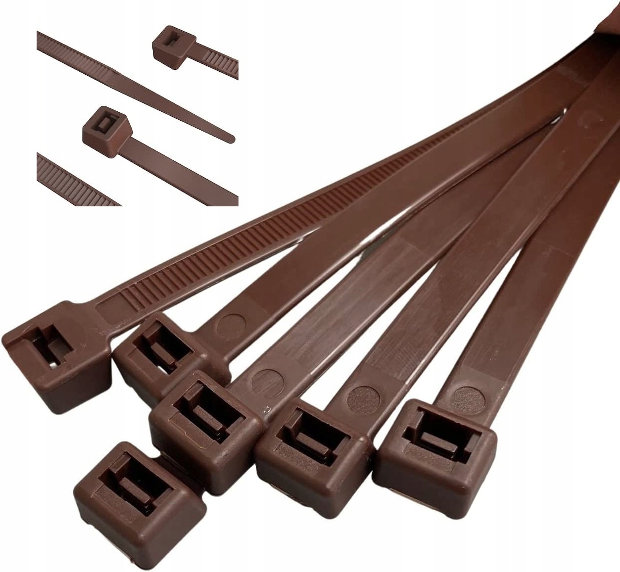 Jasne Brązowe Opaski Zaciskowe Opaski Kablowe Trytytki Trytki 7,6X370 100x