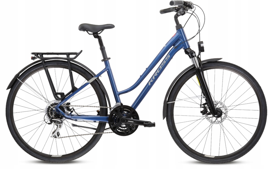 Rower trekkingowy damski Kross Trans 3.0 28 L(19") niebiesko-szary połysk