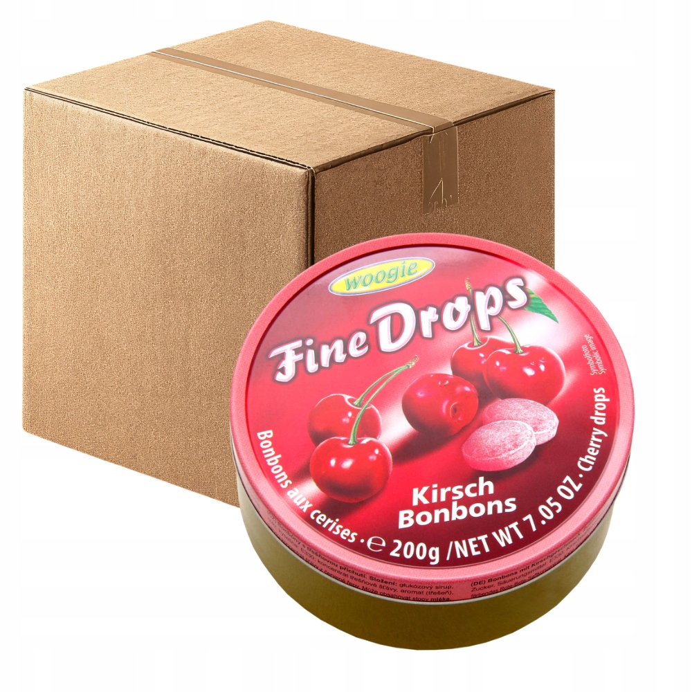 Woogie Třešňové landrynky v plechovce 10x200 g