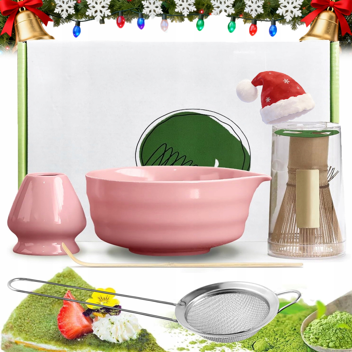 Levně Kompletní Sada Na Čaj Matcha Růžová Keramika 5 Prvků Japonský Styl