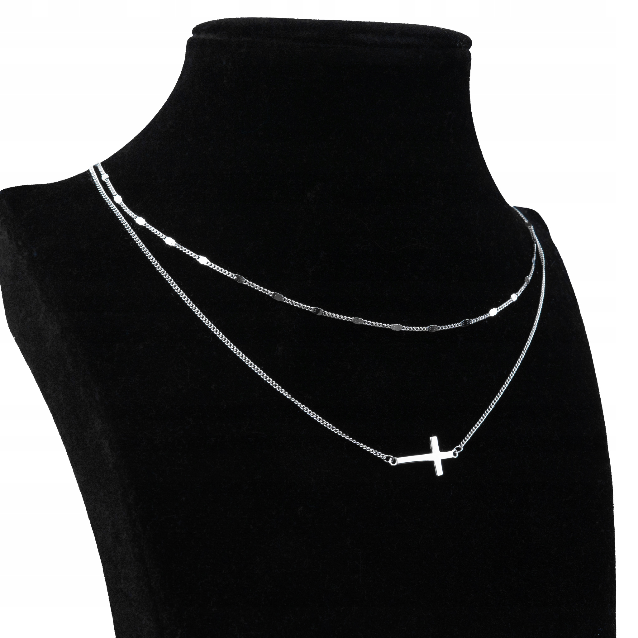 Stříbrný Náhrdelník 925DVOJITÝ Řetízek S Křížkem Jako Dárek Pro Ženy