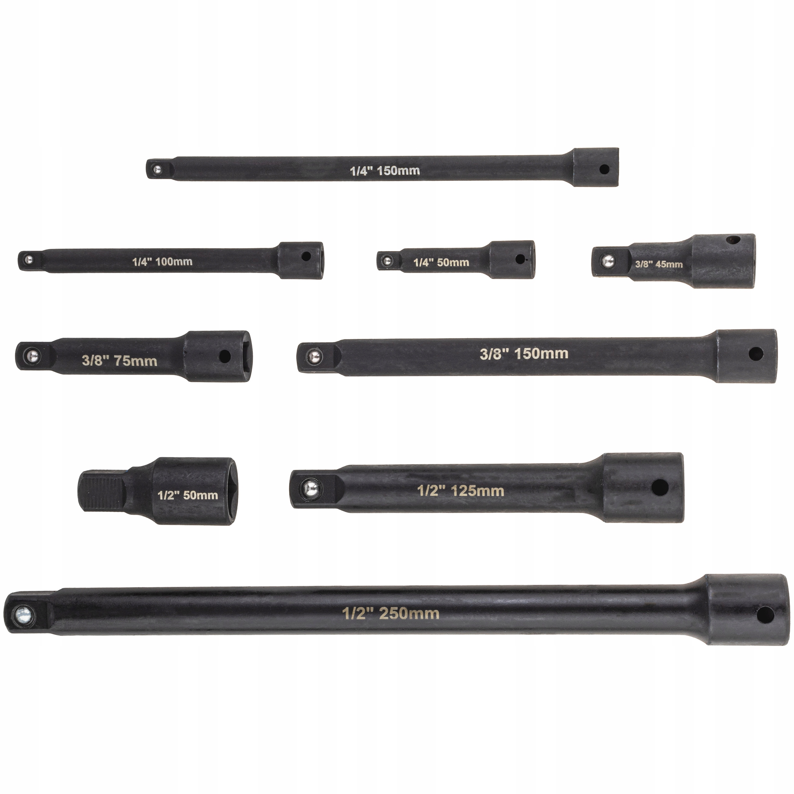 ZESTAW PRZEDŁUŻEK UDAROWYCH 1/4 3/8 1/2 PRZEDŁUŻKA UDAR KLUCZY NASADKI 9EL EAN (GTIN) 5905475660313