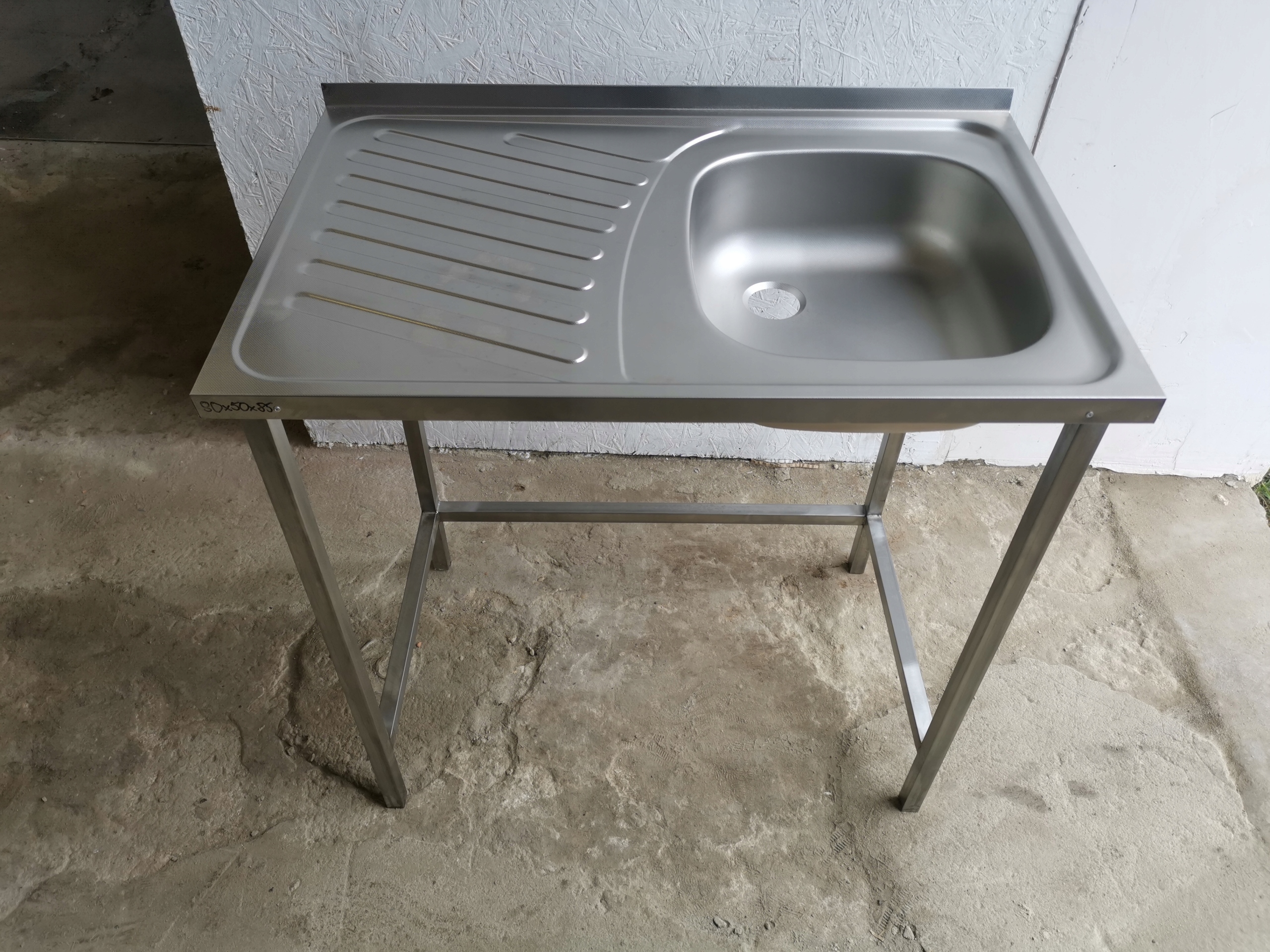 ZLEW GASTRONOMICZNY 1 KOMOROWY + OCIEKACZ 80X50X85