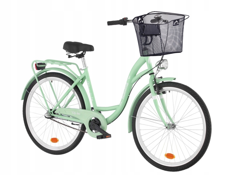 Rower miejski Indiana Moena S3B 26 cali damski Miętowy Koszyk