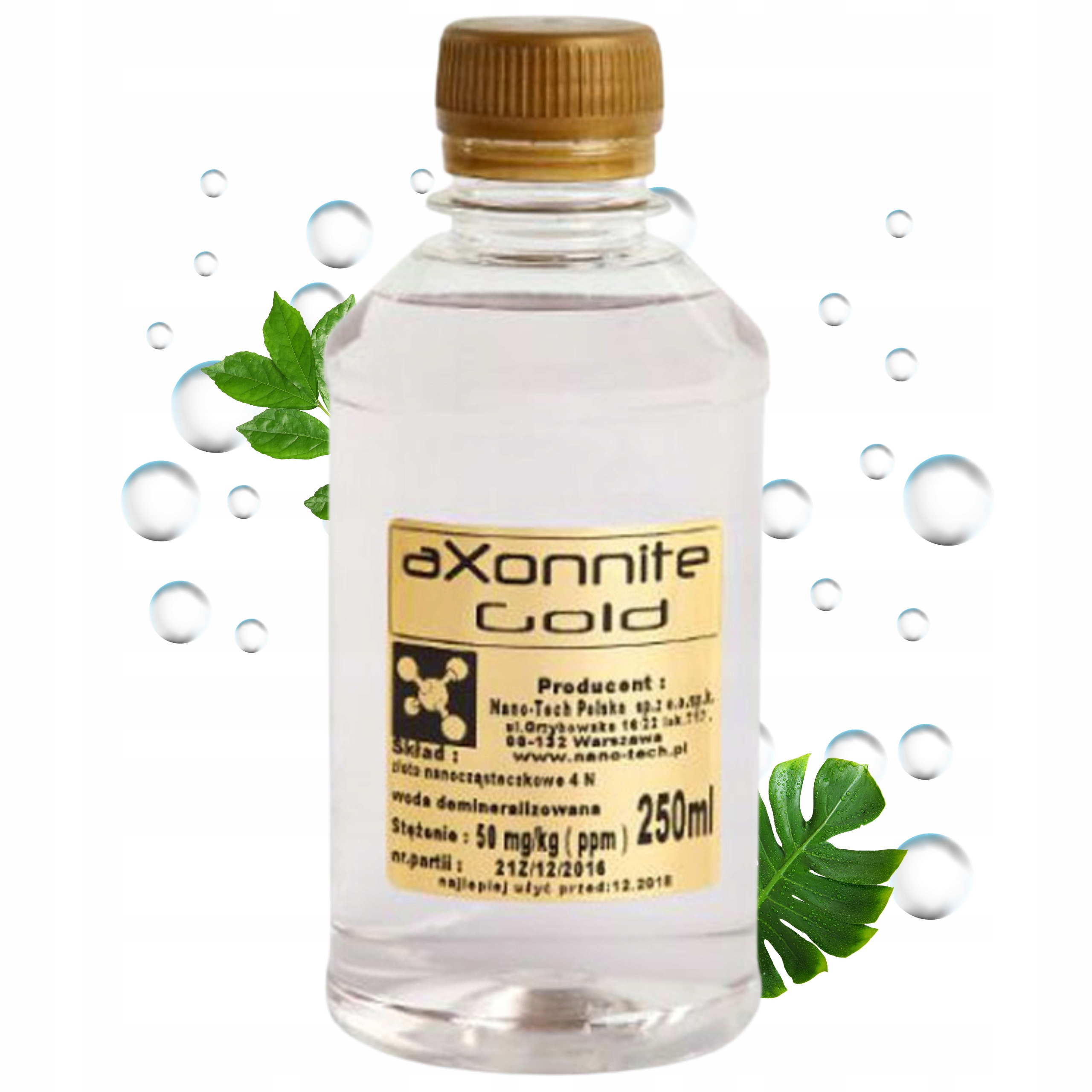 aXonnite Gold Złota Woda Koloidalna Niejonowa na Skórę 250 ml 50 ppm