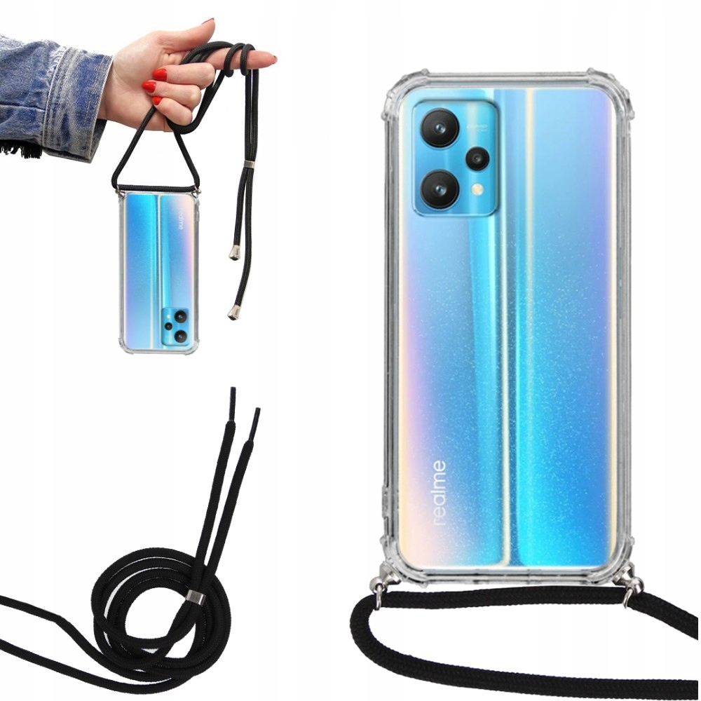 

Etui Crossbody do Realme 9 5G Czarny Sznurek Smycz