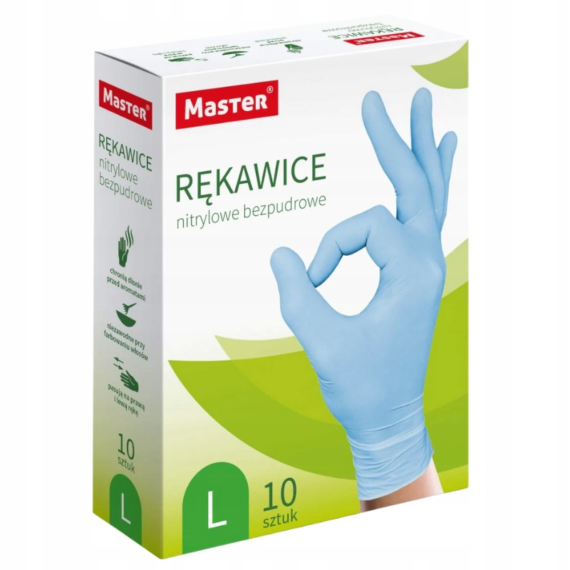Levně 17X Master Nitrilové rukavice L bezpudrové modré 10 Ks S453