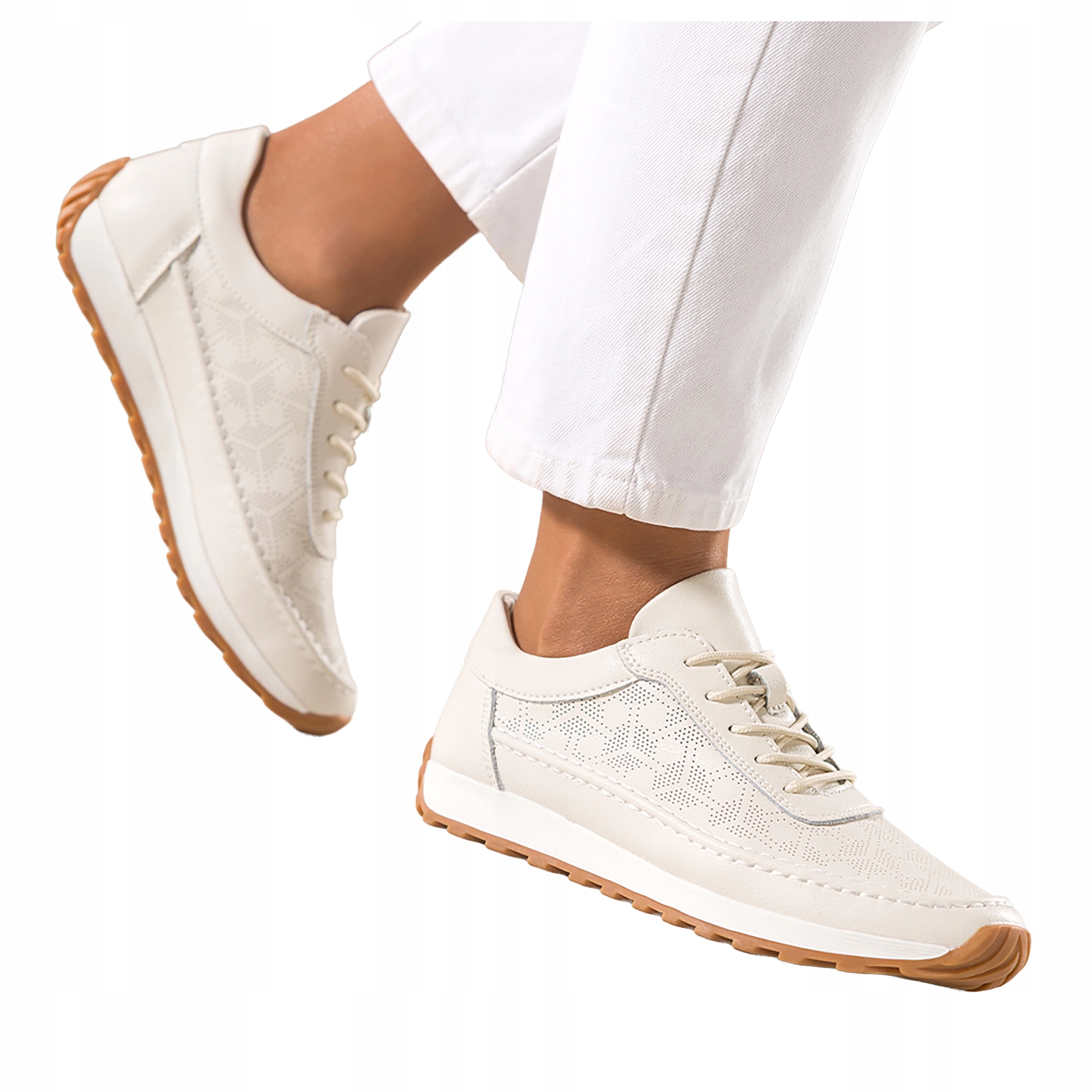 Světle béžové dámské Šněrovací Polobotky Tenisky Ažurové Kožené vel 37