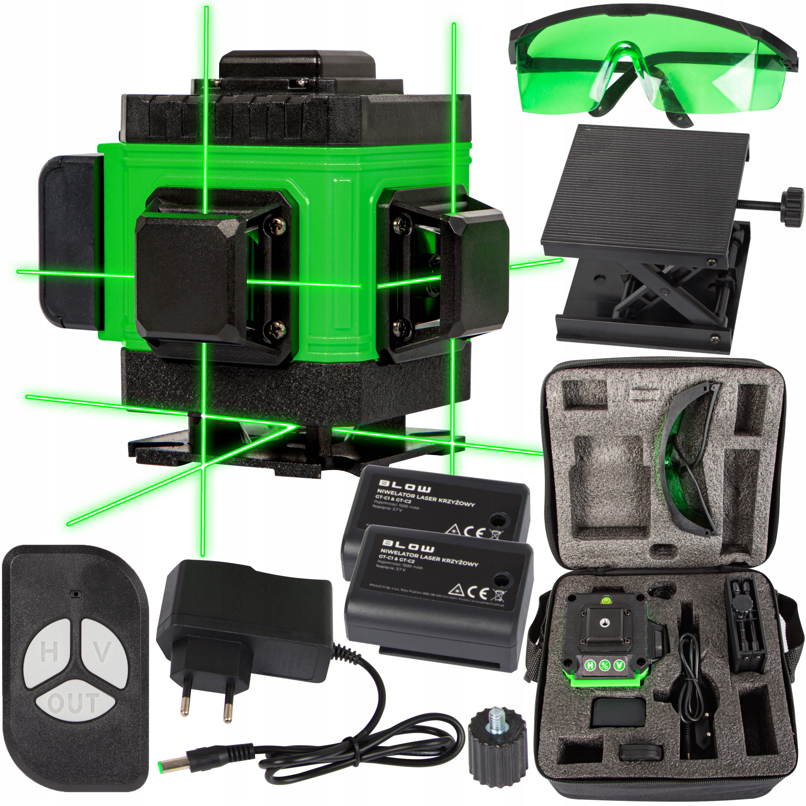 Laserová Vodováha 360 Rovinná 3D Laser Křížový Zelený 12 Linií Pro