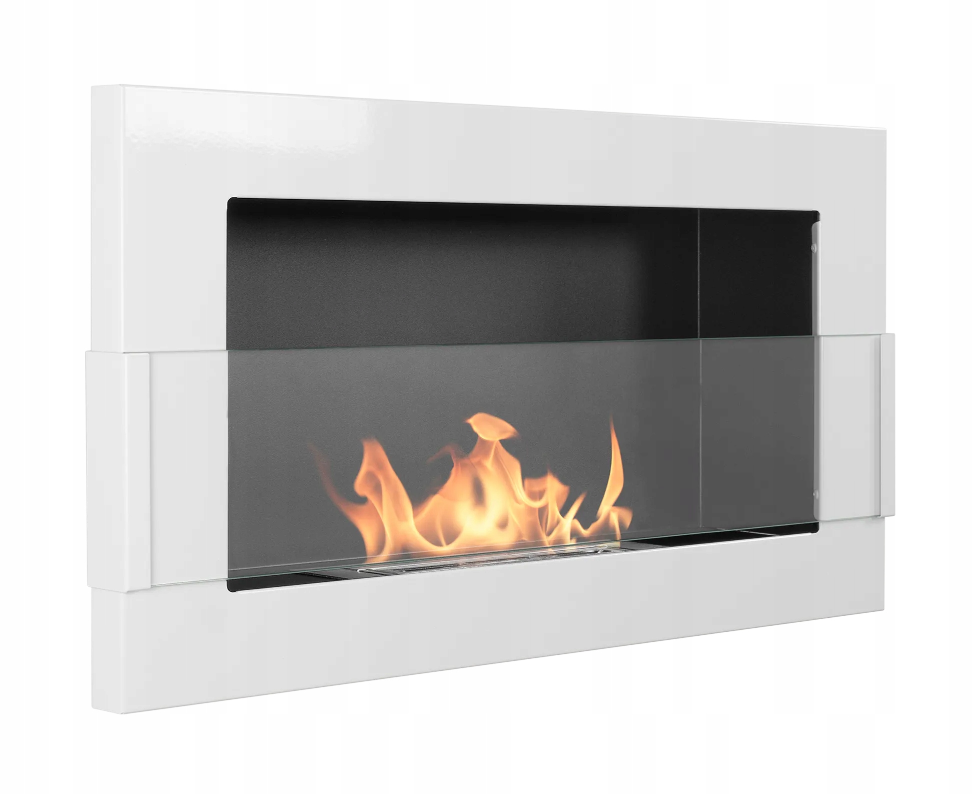 Závesný biokrb s sklom 650x400 biely lesk