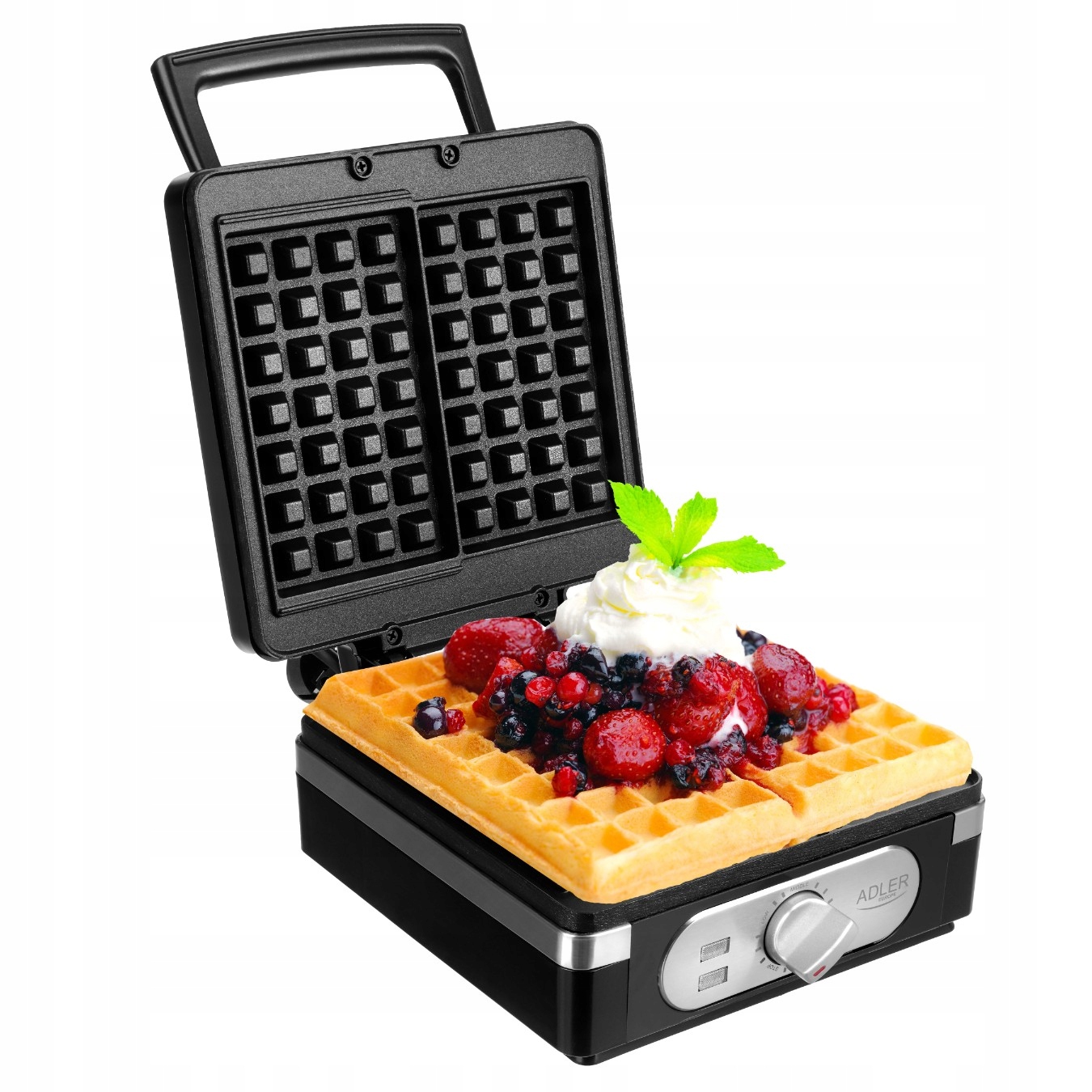 GOFROWNICA 2000W XXL 2 GOFRY XXL DUŻA MOC ADLER Bezpieczeństwo nienagrzewające się uchwyty nóżki antypoślizgowe