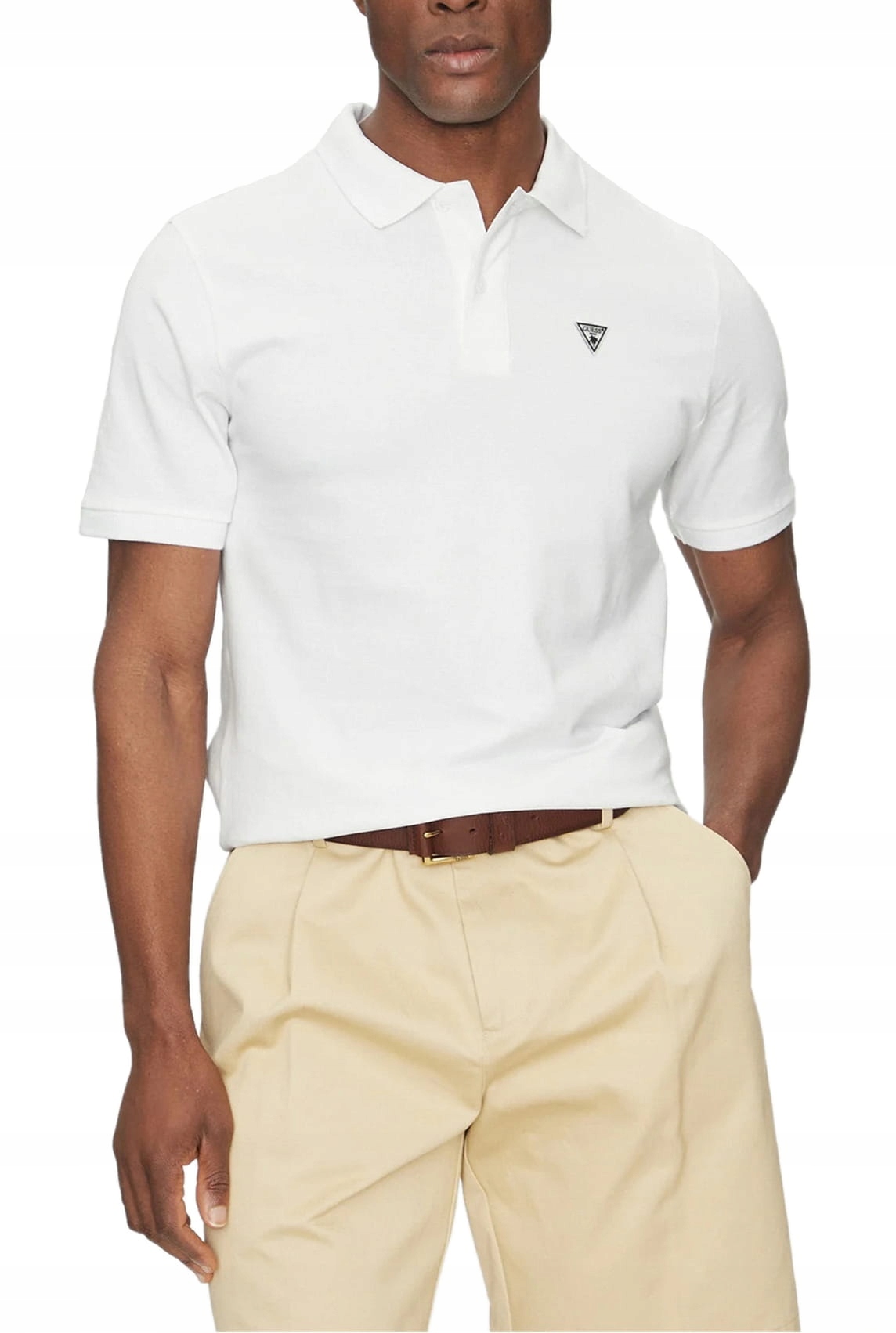 Pánské Polokošile Bílá Bavlněná Tričko S Krátkým Rukávem Guess XL