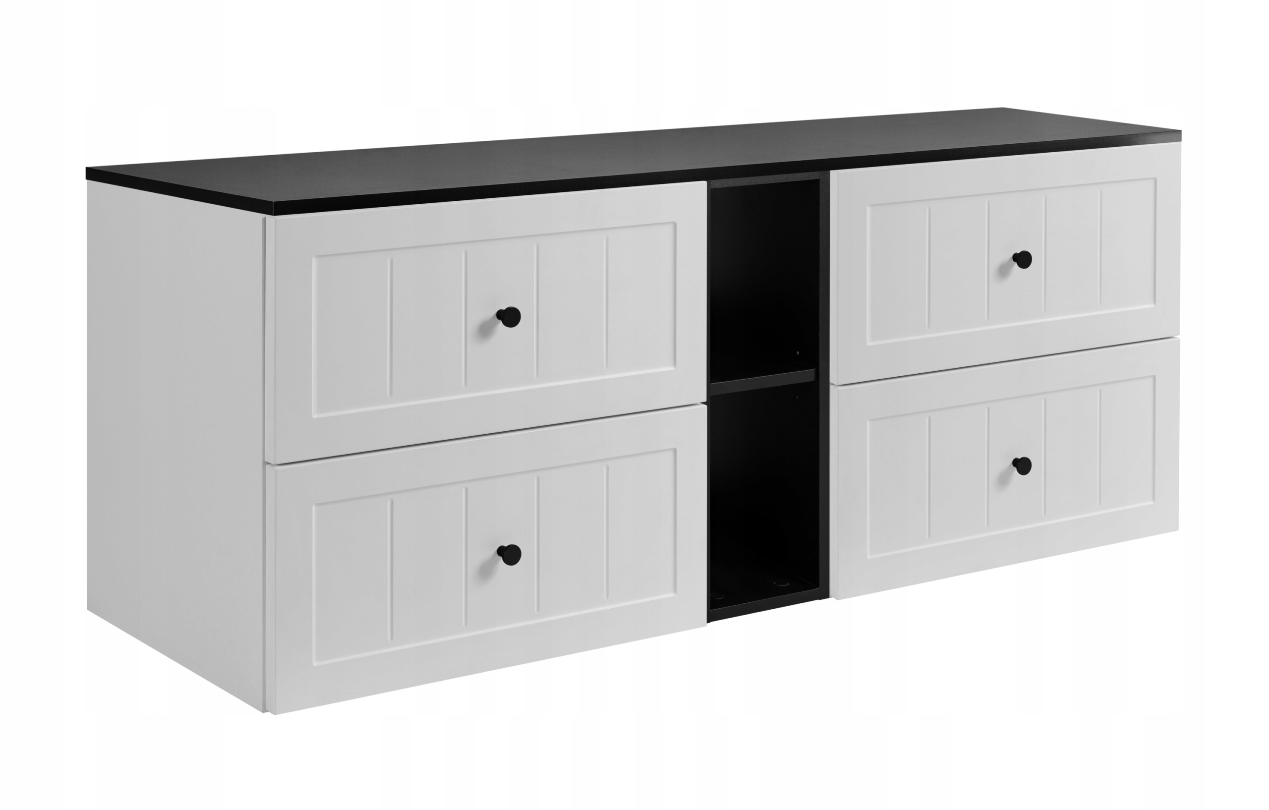 Koupelnová skříňka Pod Umyvadlo 140 bílá černá Frézovaná čela Mdf knoflíky