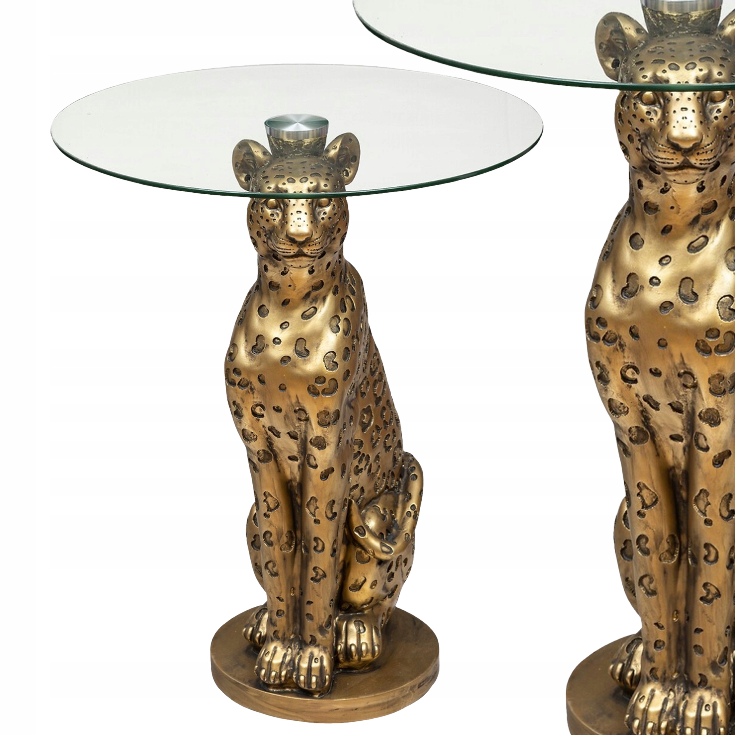 Kulatý konferenční stolek Lampart Zlatý podstavec do obývacího pokoje Kanceláře Skleněný