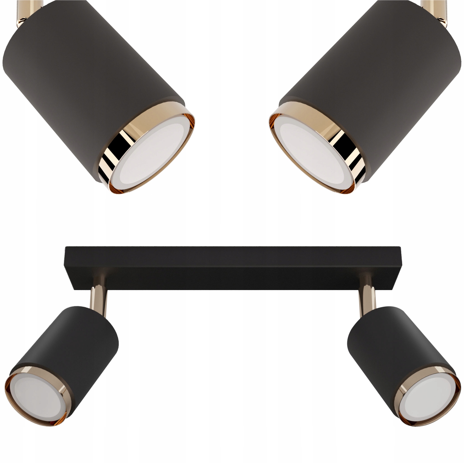 Závěsná lampa Metalová Idun 2 světelné body černá zlatá, moderní Loft