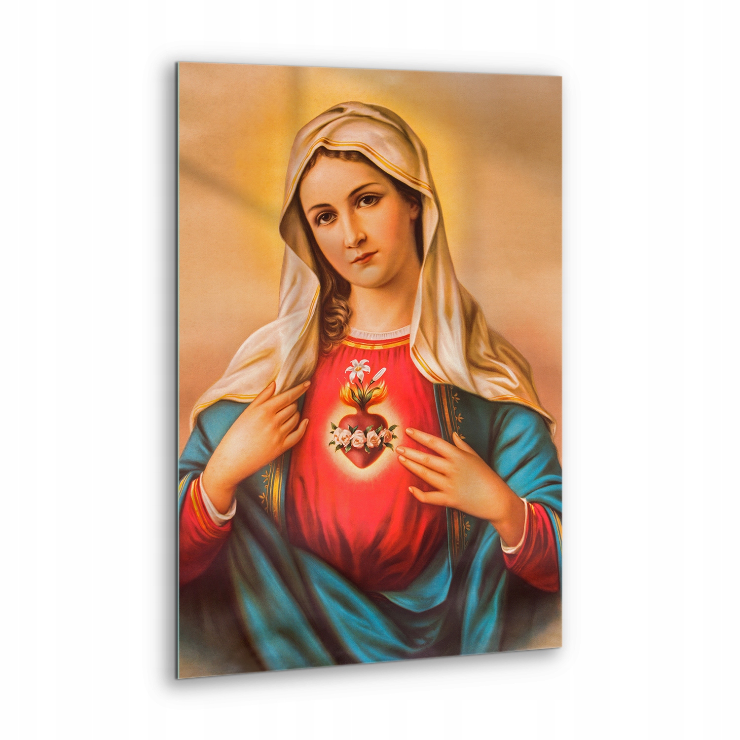 Obraz na skle do ložnice Srdce Panny Marie