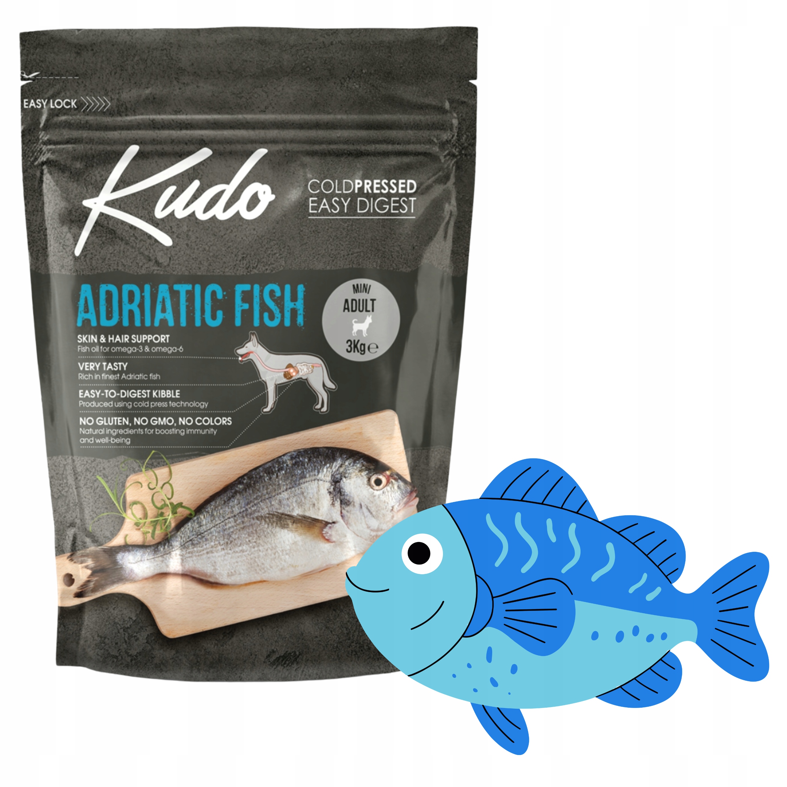 Suché Krmivo pro psa Kudo Jaderské ryby Mini Adult 3KG Cold Pressed