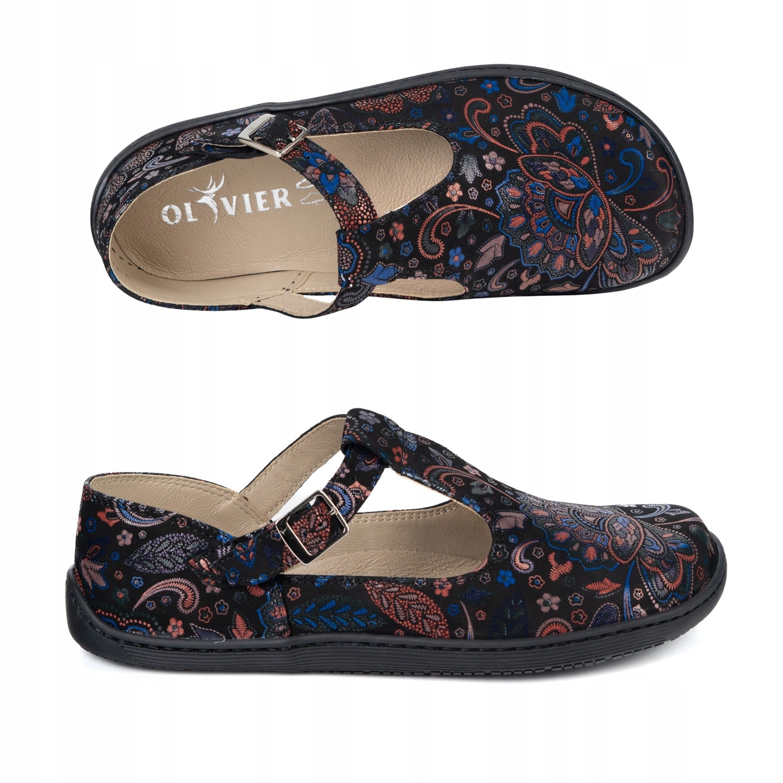 Dámské kožené barefoot boty Olivier Iria spona etnický korál 42