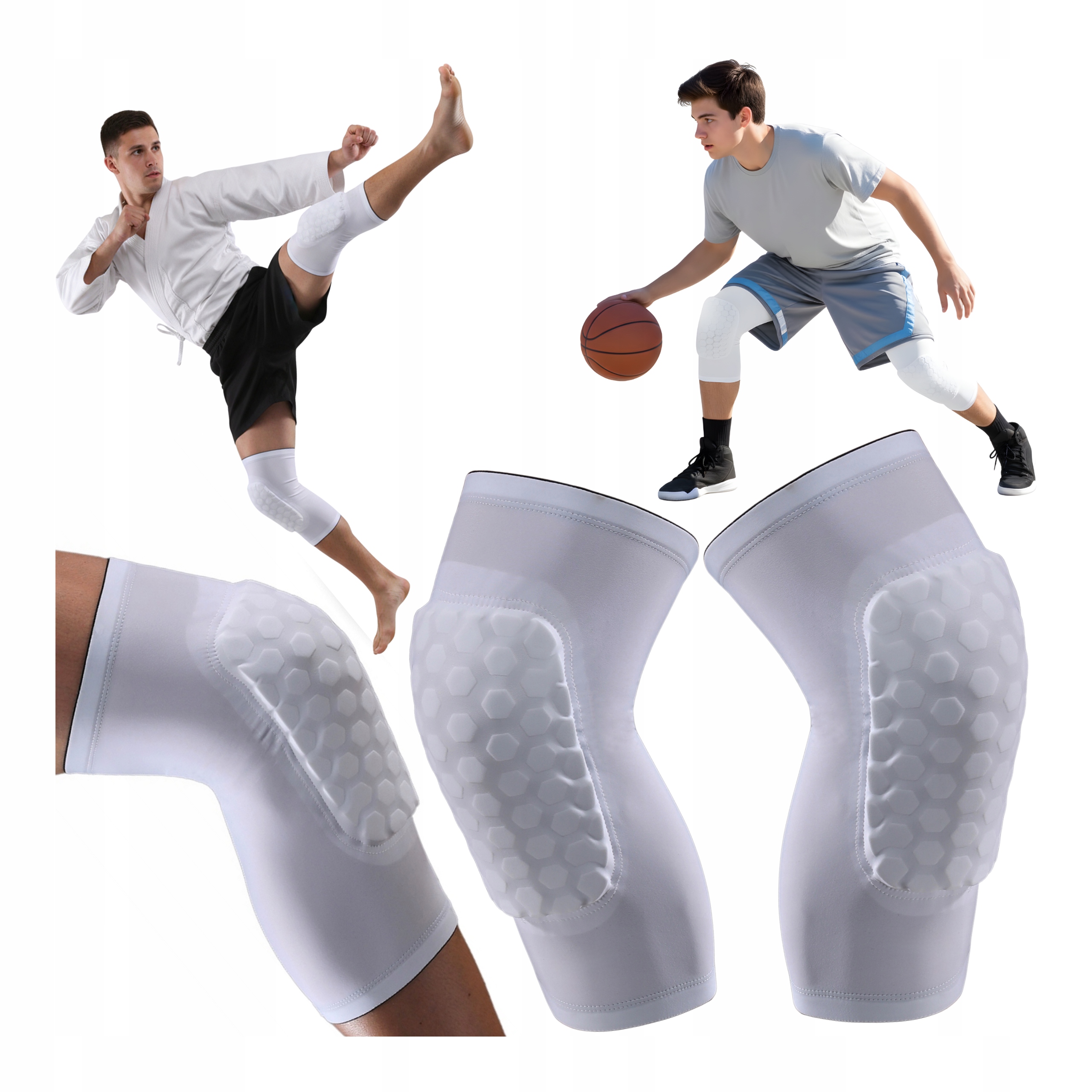 Nakolanniki Ochraniacze na Kolana Siatkarskie S M Elastyczne Białe 2 szt
